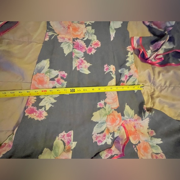 Slate & Magenta Floral Flamenco Dress Handmade in Spain-zipper,v-neck,longsleeve - Picture 8 of 16